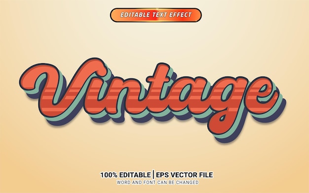 Vintage retro-3d-text-effekt-vorlage design-vektor-schlagzeile titelelement artwork