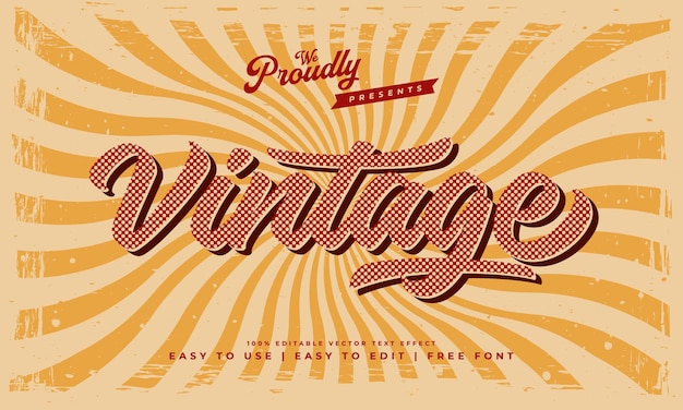 Vintage retro bearbeitbare Text-Effekte Alphabet-Schriftart Typografie Schriftart