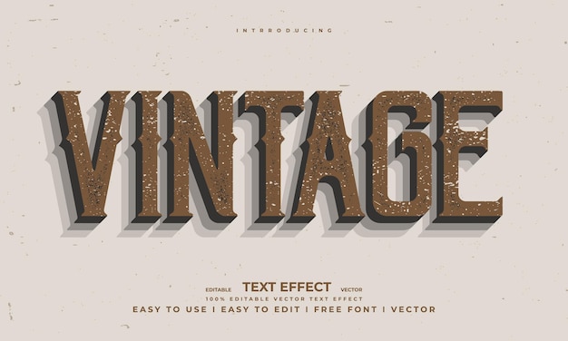 Vintage-Retro-bearbeitbare Texteffekt-Alphabet-Schrifttypografie-Schriftart