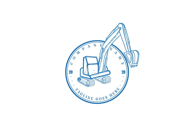 Vintage retro bergbau bagger bagger logo design vector