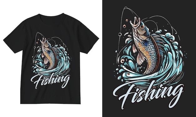 Vintage Retro Fisch Fischer Typografie Angeln T-Shirt Design Vektor IllustrationFang Flusswasser
