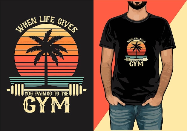 Vintage-Retro-Gym-T-Shirt-Design-Vektor-Design