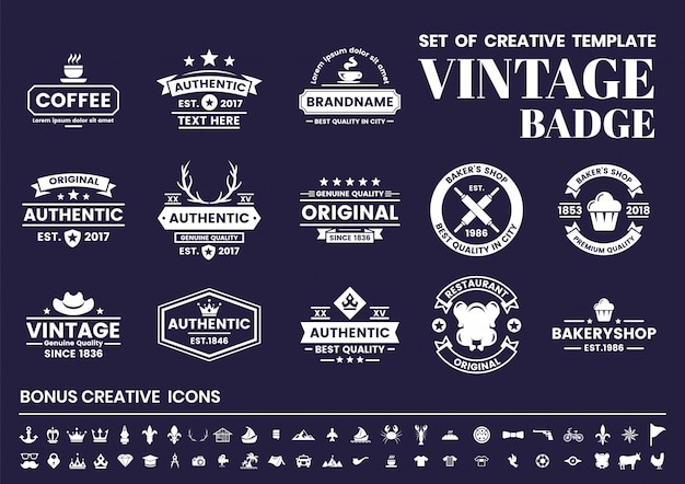 Vintage retro-logo, abzeichen und icon-set