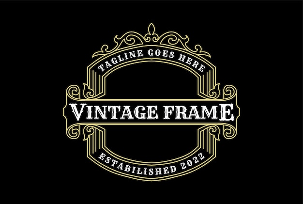 Vektor vintage retro ornament blank border frame royal badge emblem stempel label logo design vector