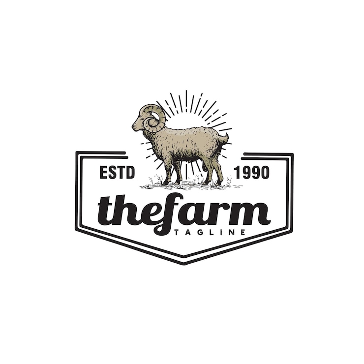 Vektor vintage-retro-schafe-ziege-logo-design-vektor-vorlage-illustration