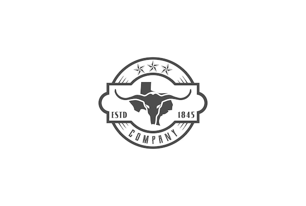 Vintage retro western texas abzeichen emblem logo design vector