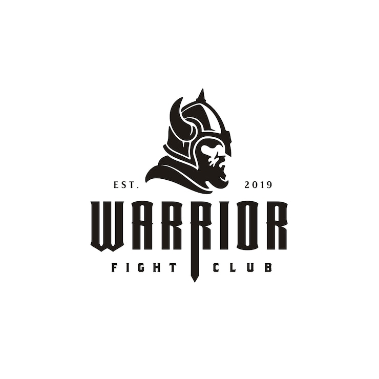 Vektor vintage retro wikinger helm kopf gesicht krieger logo