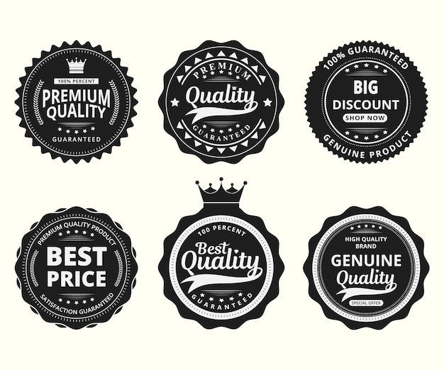 Vintage Sale Label Ornament Set Design Vektor