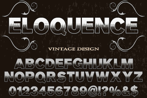 Vintage schrift label design beredsamkeit