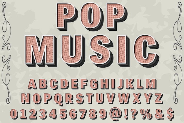 Vintage Schriftart namens Popmusik