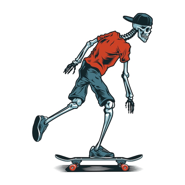 Vintage Skeleton Skateboarder