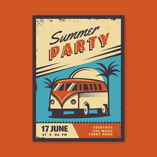 Vektor vintage sommerfestplakatdesign