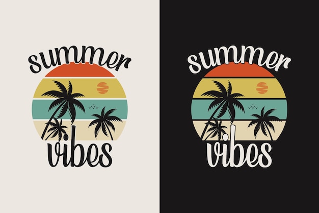 Vintage summer vibes schriftzug mit palme