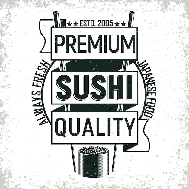 Vintage sushi bar logo design