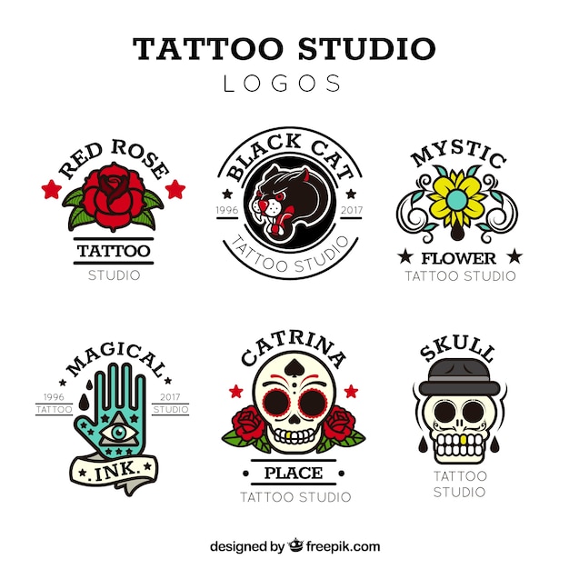 Vintage tattoo-logo-kollektion