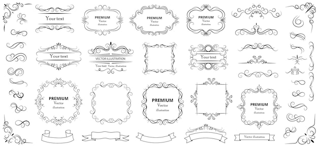 Vintage typografische Designelemente Set Etiketten und Abzeichen Retro Bänder Luxus verzierte Logo-Symbole