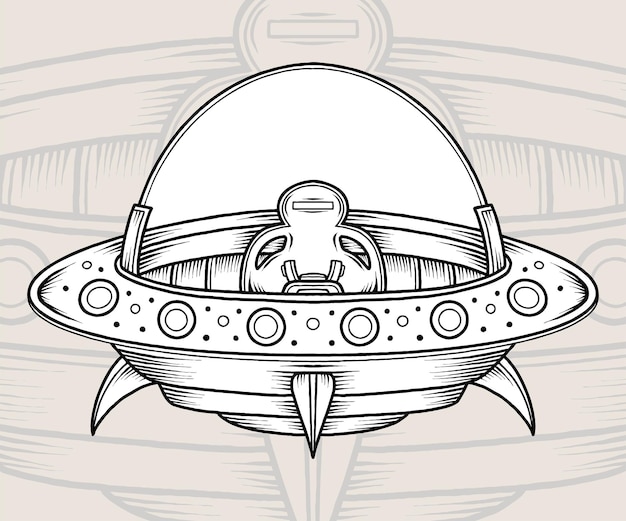 Vektor vintage ufo-flugzeug-vektor-illustration