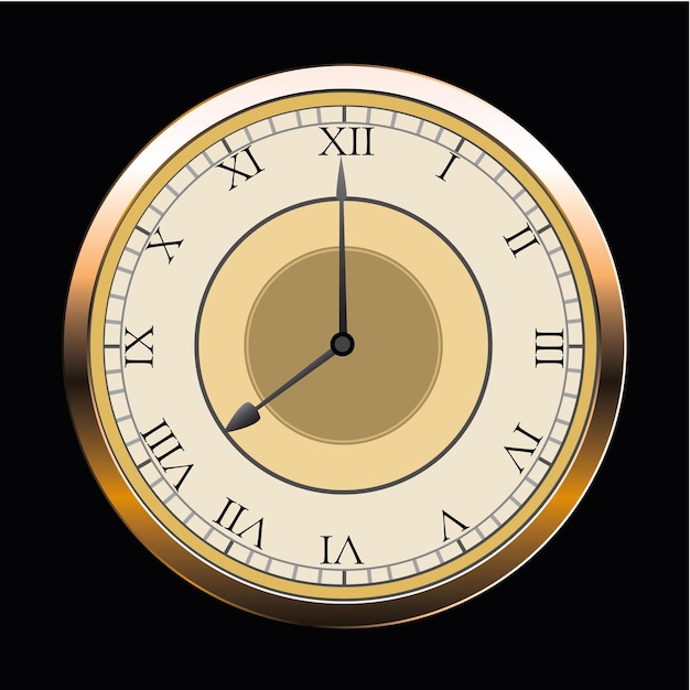 Vintage Uhr in römischen Ziffern, Isolated on White
