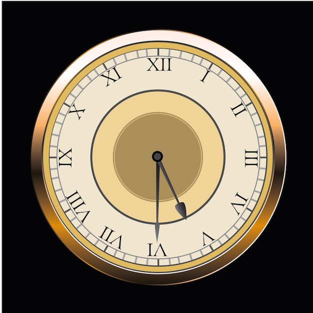 Vintage Uhr in römischen Ziffern, Isolated on White