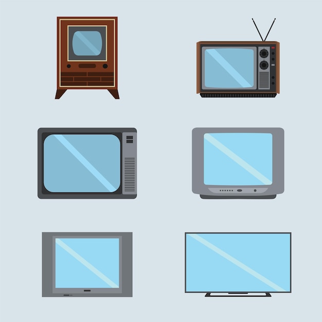 Vintage und moderne TV-ClipArt-Sets
