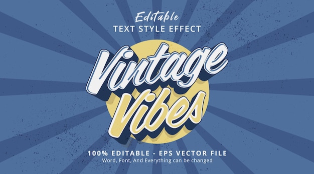 Vektor vintage vibes bearbeitbare texteffekte 3d-vintage-stil