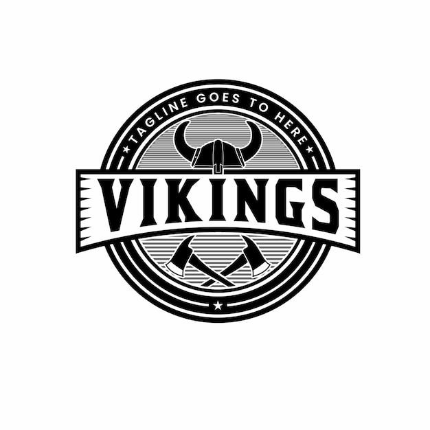 Vintage Viking abgerundetes Emblem mit Axt