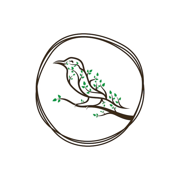 Vektor vintage-vogel-blatt-logo-konzept-design