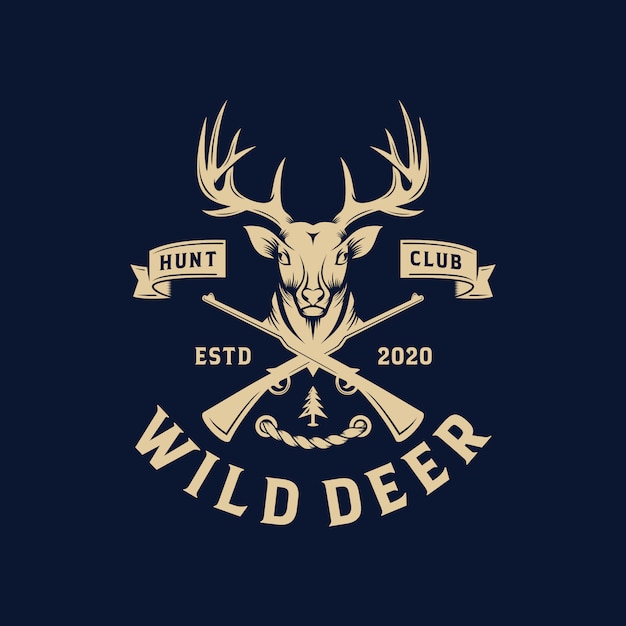 Vintage wildhirschetikett und logo-vorlage