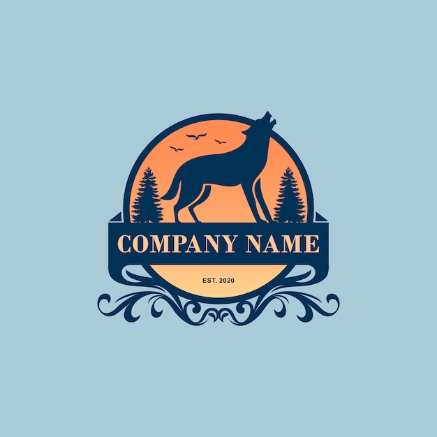 Vintage wolf logo design