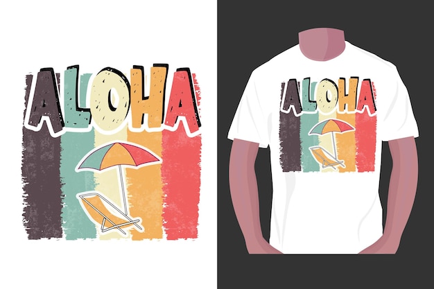 Vintager aloha beach-t-shirt entwurf sommer-t-shirt entwurf