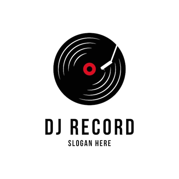 Vektor vinyl-dj-platten-musik-logo-design-konzept-idee