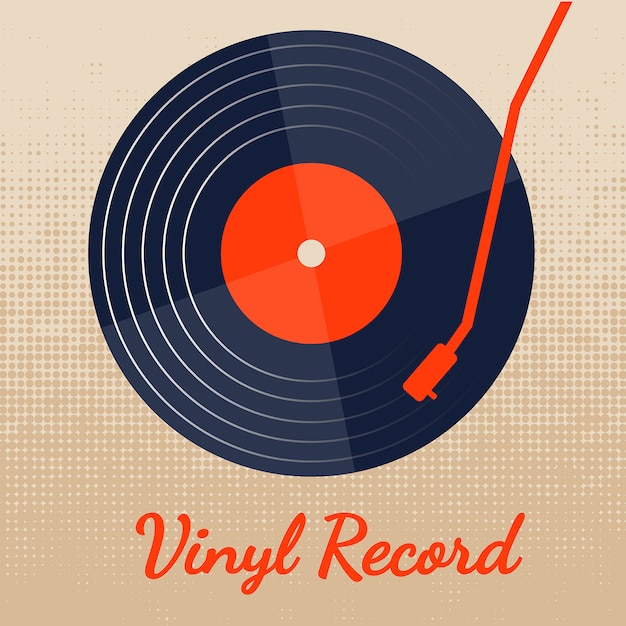 Vinylaufzeichnungsmusikvektor mit klassischem grafikdesign