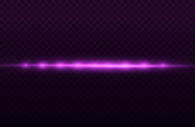 Vektor violette lichtstrahlen blinken horizontale lens flares geschwindigkeitslaserstrahlen leuchten lila linienbewegung flare blendung