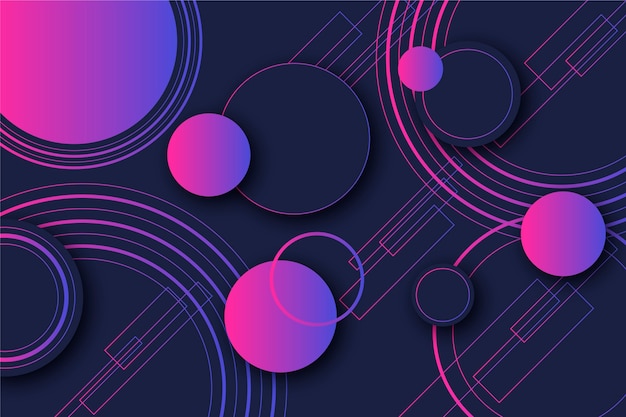 Violette Punkte der Steigung und geometrische Formen der Kreise auf dunklem Hintergrund