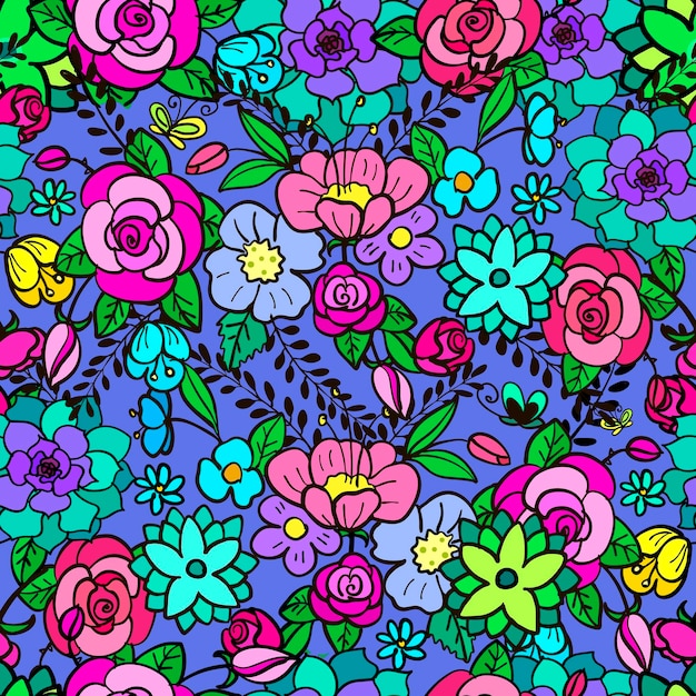 Violettes nahtloses blumenmuster in sanften pastellfarben florale vektorillustration