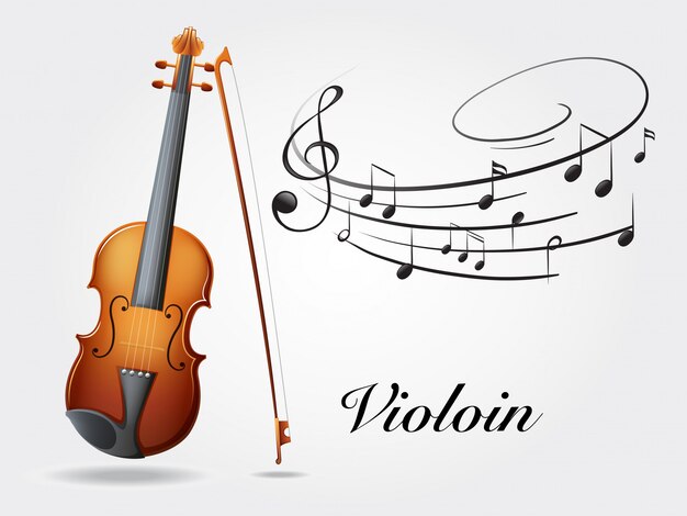 Violine und Musiknoten auf Weiß