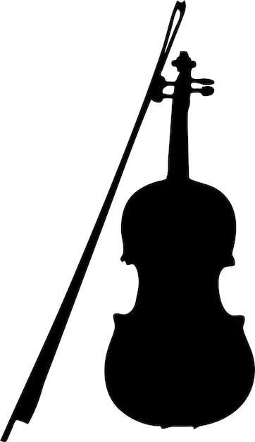 Violine-vektorsilhouette isoliert auf weißem hintergrund violine gefüllt mit schwarzer farbmusik