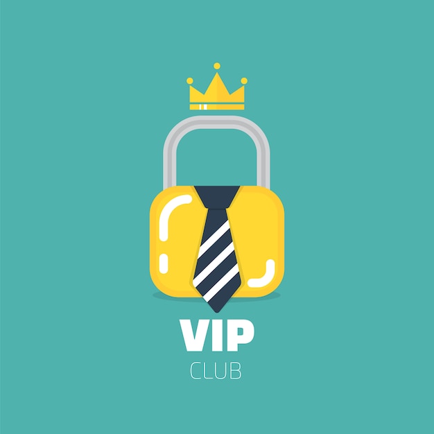 Vip-club-logo im flachen stil. nur für vip-club-mitglieder