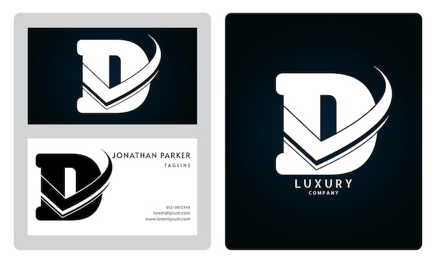 Vektor vip-visitenkartenvorlage premium-letter-d-logo mit luxuriösem visitenkarten-design elegante unternehmensidentität