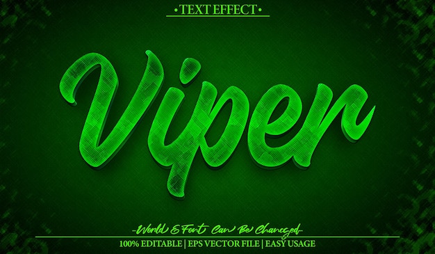 Viper Vector Text-Effekt Bearbeitbares Alphabet Grün Tier Reptil Gift Gefahr