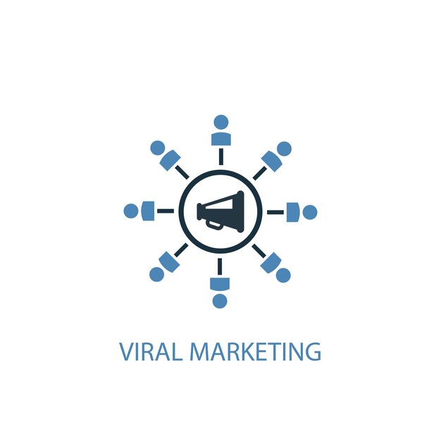 Virales marketingkonzept 2 farbiges symbol. einfache blaue elementillustration. symboldesign für virales marketingkonzept. kann für web- und mobile ui/ux verwendet werden