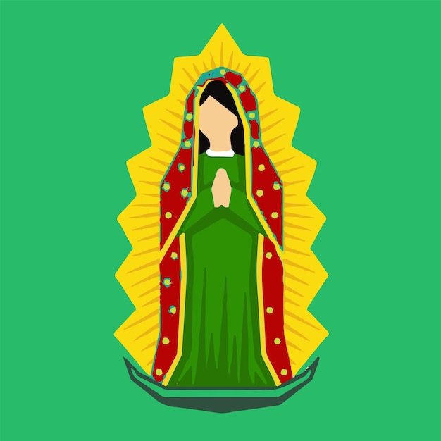 Vektor virgen de guadalupe-vektorillustration auf grünem hintergrund.