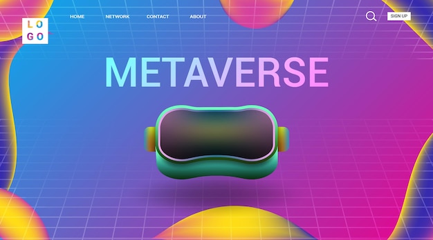 Virtual-reality-metaverse-landingpage-hintergrundkonzept