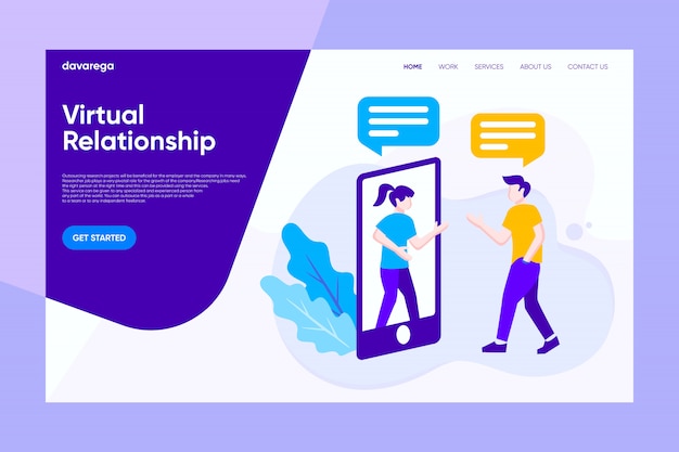 Virtuelle beziehung landing page design