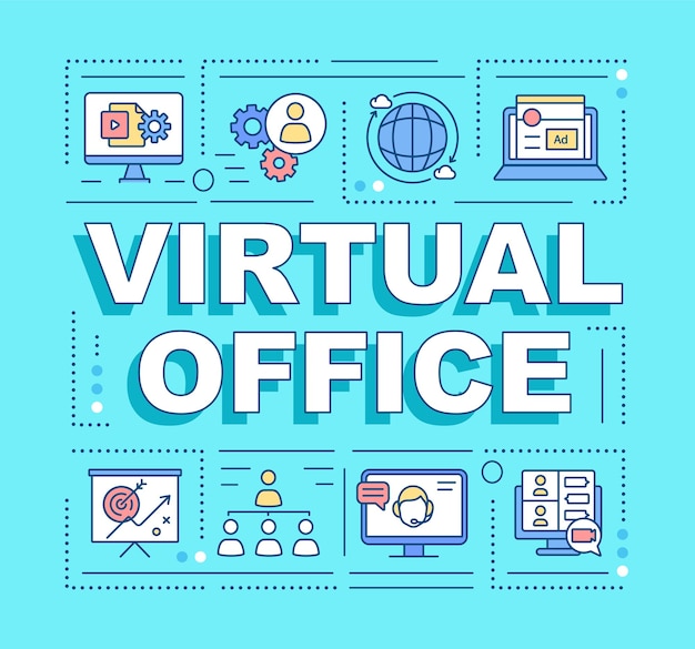 Virtuelles büro-wortkonzept-banner