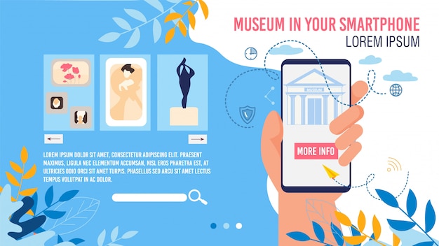 Virtuelles museum auf der webseite der smartphone-anwendung