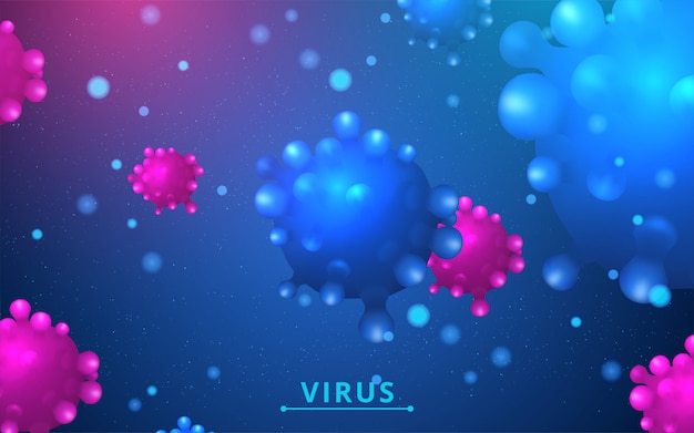 Virus. abstrakte 3d mikrobe lokalisiert auf blauem hintergrund