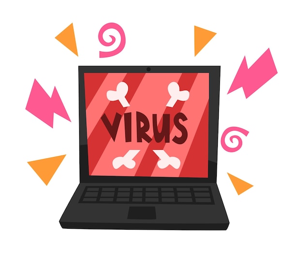 Virus angreift den Laptop-Vektor illustriertes Konzept
