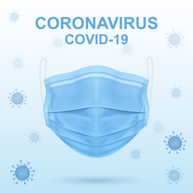 Virus und blaue medizinische Maske
