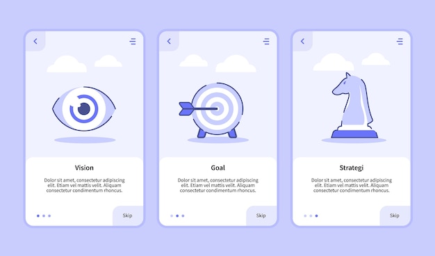 Vision ziel strategie onboarding-bildschirm